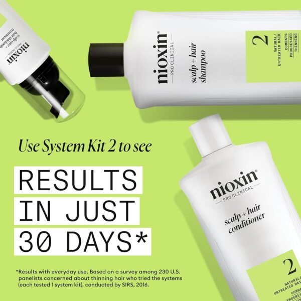 Nioxin Scalp + Hair Thickening System 2 Shampoo- For Natural or Untreated Hair with Progressed Thinning - With Niacinamide and Biotin - Image 6