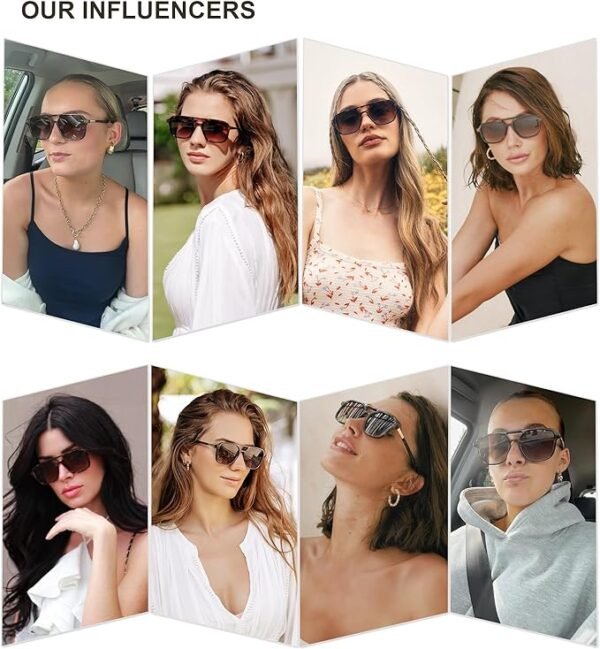 SOJOS Retro Aviator Sunglasses for Women Men,Trendy Rectangle Womens Mens Shades Sun Glasses SJ2202 - Image 6