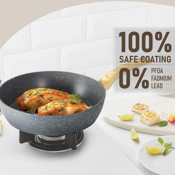 Kitchen Academy Induction Cookware Sets - 12 Piece Gray Cooking Pan Set, Granite Nonstick Pots and Pans Set - Image 7