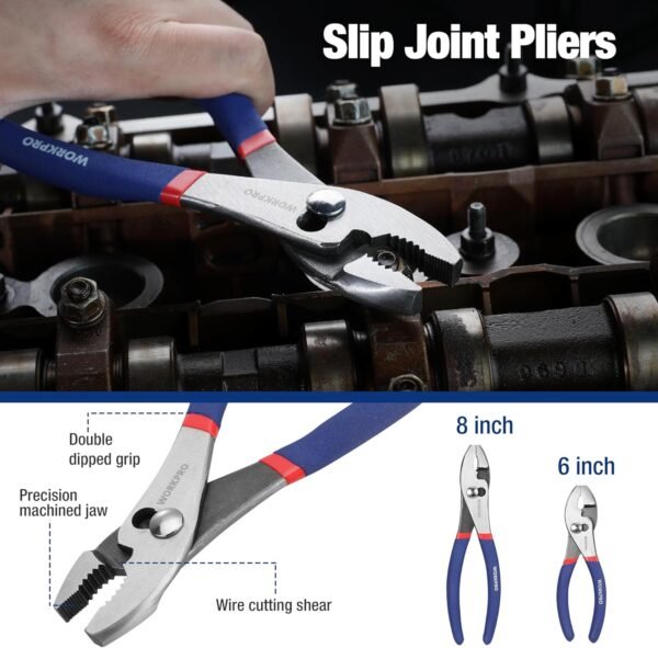 7-piece WORKPRO Pliers Set with Groove Joint, Long Nose, Slip Joint, Linesman, and Diagonal Pliers for DIY & Home Use - Image 7
