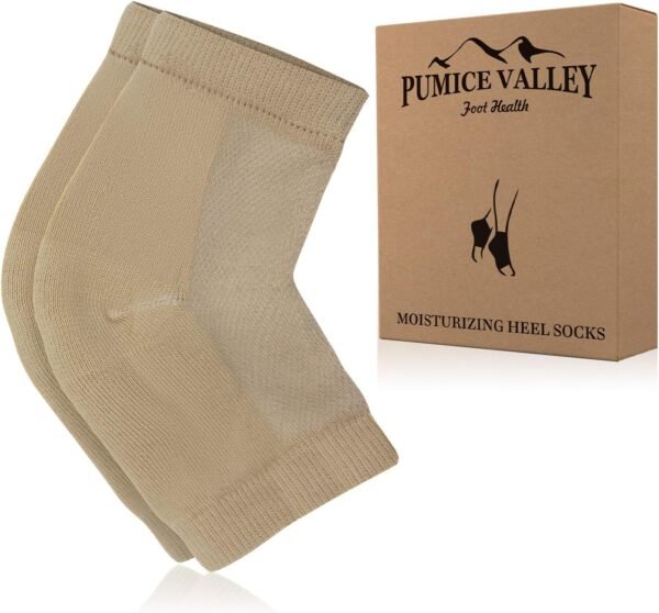 Moisturizing Heel Socks with Soft Gel Lining - Dry Cracked Feet Treatment - Unisex Reusable Foot Moisturizer Heel Sleeves from Breathable Cotton for Women & Men (Pack of 1)