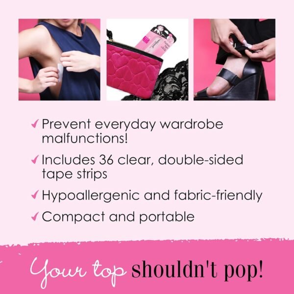 Hollywood Fashion Secrets Fashion Tape Tin, Checklane (Upright) 36 ct Double Sided Apparel Tape - Image 4