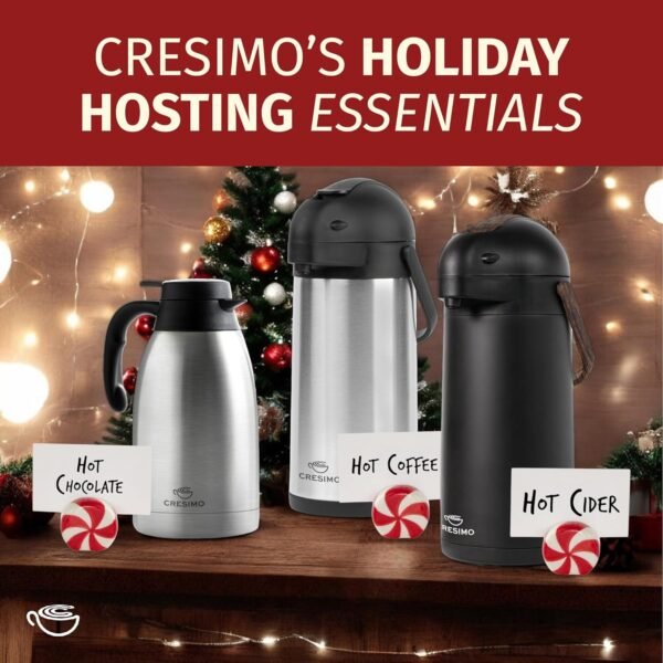 Thermal Coffee Carafe 74Oz, Keeps Coffee Hot for 12Hrs & Cold for 36Hrs, Stainless Steel Coffee thermos for Hot Drinks, Easy One-Handed Dispensing for Office, Home, Party, Durable Coffee Server Airpot - Image 2
