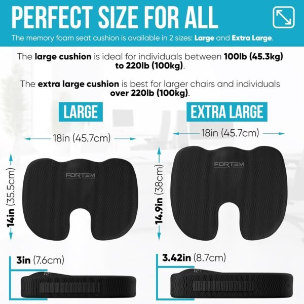 FORTEM Seat Cushion and Lumbar Support for Office Chair, Desk Chair Cushion, Memory Foam Office Chair Cushion, Non Slip Sitting and Back Pillow for Gaming, Car Seat Cushion, Chair Pad - Image 7
