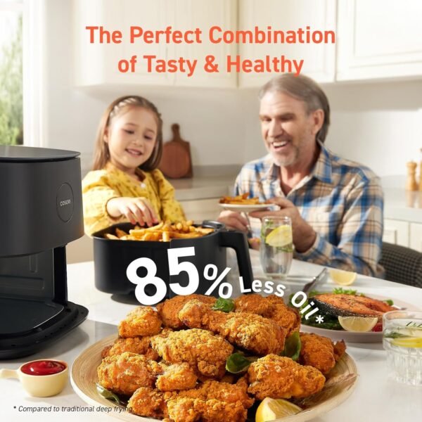 COSORI Air Fryer 9-in-1, Compact 5-Qt, Perect for Meat Enthusiasts with 450°F Max Heat Function, 130+ In-App Recipes, Little to No Oil, Easy Clean Glass Touch Panel & Nonstick Basket, Gray - Image 3