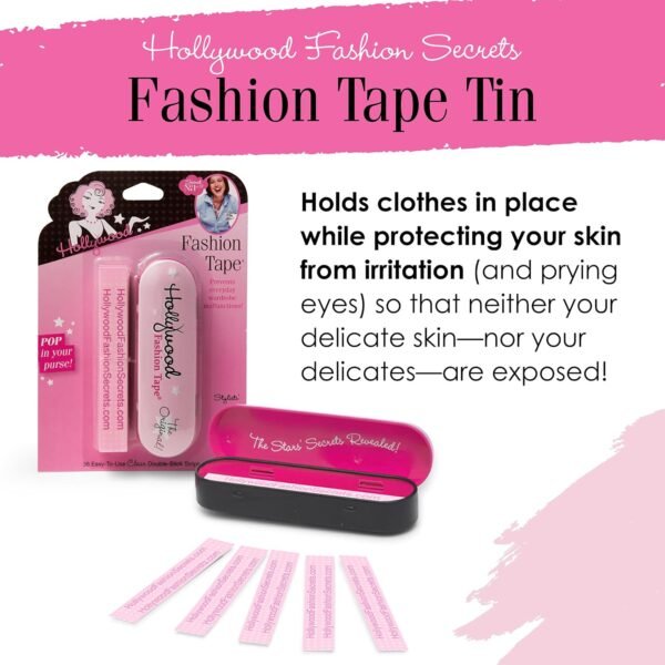 Hollywood Fashion Secrets Fashion Tape Tin, Checklane (Upright) 36 ct Double Sided Apparel Tape - Image 2