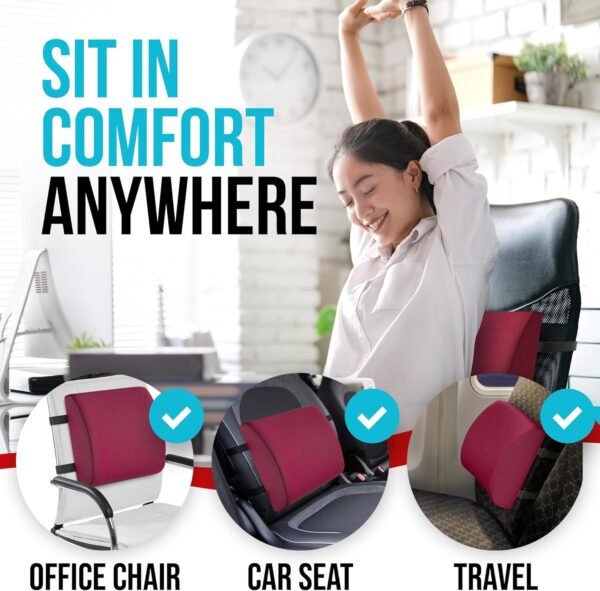 FORTEM Seat Cushion and Lumbar Support for Office Chair, Desk Chair Cushion, Memory Foam Office Chair Cushion, Non Slip Sitting and Back Pillow for Gaming, Car Seat Cushion, Chair Pad - Image 6