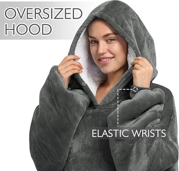 Catalonia Oversized Blanket Hoodie Sweatshirt, Wearable Sherpa Lounging Pullover for Adults Women Men - Image 2