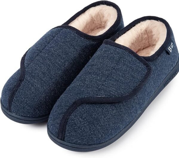 LongBay Womens House Slippers with Warm Furry Winter Diabetic Shoes Wide Width Non Slip for Elderly Orthopedic Neuropathy Indoor Outdoor