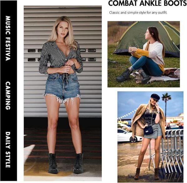 Vepose Women's Fashion Ankle Booties Combat Ankle Boots - Image 4