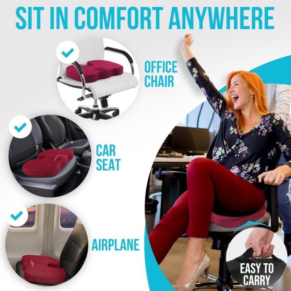 FORTEM Seat Cushion and Lumbar Support for Office Chair, Desk Chair Cushion, Memory Foam Office Chair Cushion, Non Slip Sitting and Back Pillow for Gaming, Car Seat Cushion, Chair Pad - Image 5