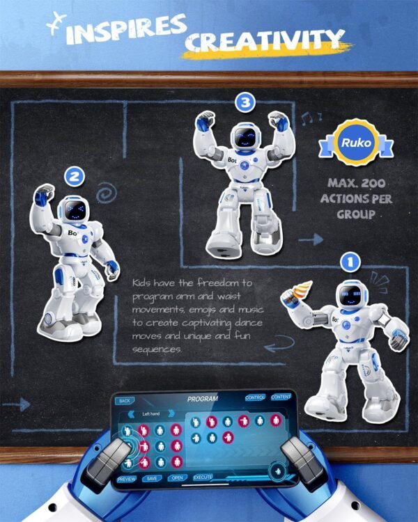 Ruko 1088 Smart Robots for Kids, Large Programmable Interactive RC Robot with Voice Control, APP Control, Present for 4 5 6 7 8 9 Years Old Kids Boys and Girls - Image 6