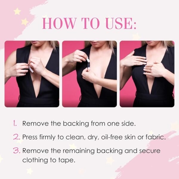 Hollywood Fashion Secrets Fashion Tape Tin, Checklane (Upright) 36 ct Double Sided Apparel Tape - Image 3