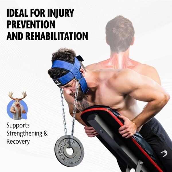 DMoose Neck Harness for Weight Lifting - Neck Exerciser with 30" Heavy Duty Steel Chain - Neck Strengthener to Support Injury Recovery & Neck Workout - Neck Trainer with Adjustable Head & Chin Strap - Image 2