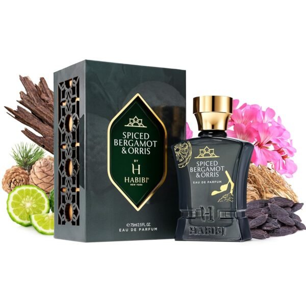 Spiced Bergamot Perfume & Orris Arabian Men's Cologne - Fresh, Sweet & Spicy Citrus Perfume for Men - Blended with Exotic Notes of Sage, Oud & Tonka - Wear, Day or Night Eau de Parfum Men
