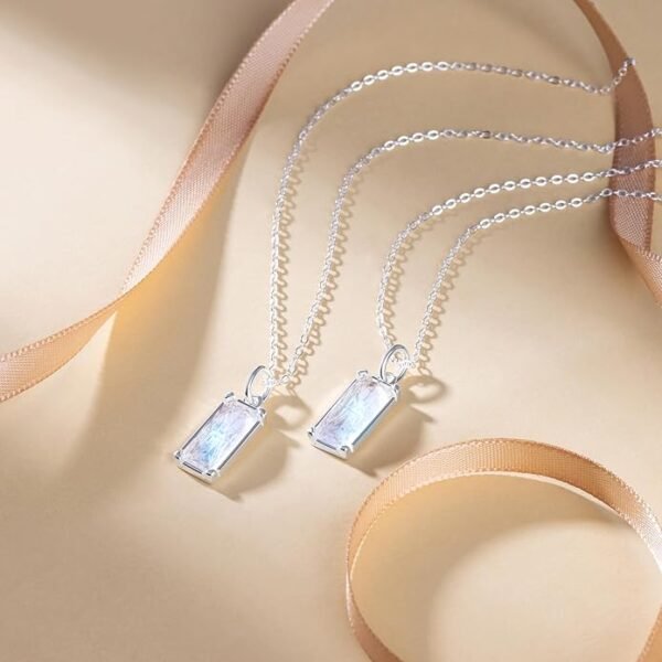 HOPE LOVE SHINE New Beginnings Rainbow Moonstone Sterling Silver Necklace for Women - Image 4