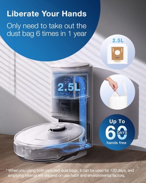 ECOVACS DEEBOT T9+ Robot Vacuum and Mop Combo with Auto-Empty Station, Precision Laser Mapping, 3D Maps, Oscillating Mopping, 3000Pa Suction, Hands-Free Cleaning for Up to 60 days, Air Freshener,White - Image 7