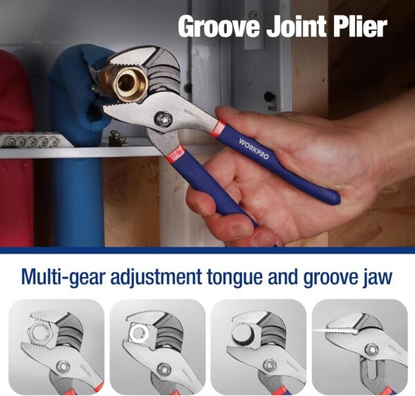 7-piece WORKPRO Pliers Set with Groove Joint, Long Nose, Slip Joint, Linesman, and Diagonal Pliers for DIY & Home Use - Image 5