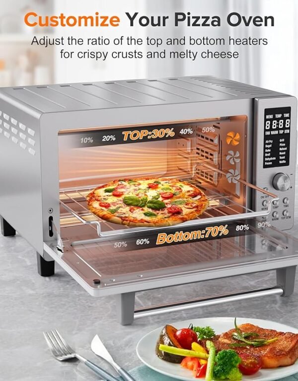 Nuwave Bravo Pro Smart 21QT Toaster Oven Air Fryer Combo, Convection Oven Countertop, 12 functions all in 1, with even & quick crisp technology, 50-450°F, 1800W, Stainless Steel - Image 4