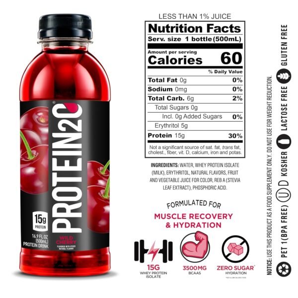 Protein2o 15g Whey Protein Isolate Infused Water, Ready To Drink, Gluten Free, Lactose Free, No Artificial Sweeteners, Flavor Fusion Variety Pack, 16.9 oz Bottle (Pack of 12) - Image 3