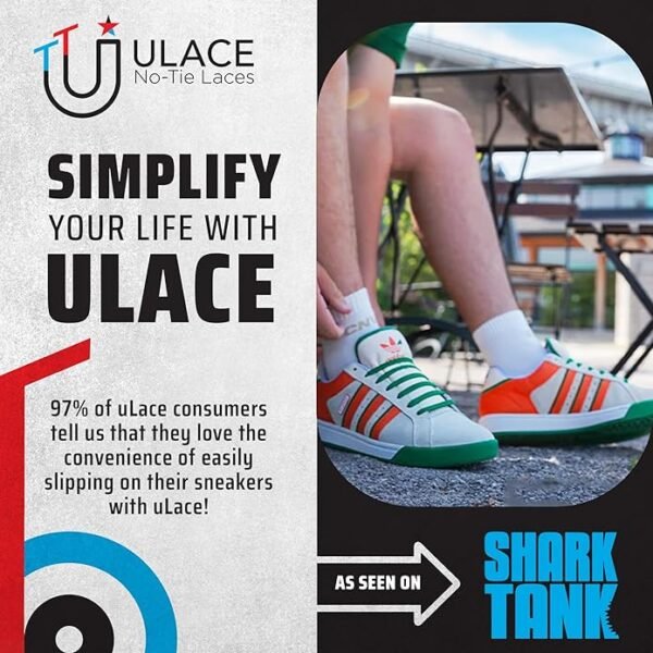 uLace Classic No-Tie Shoelaces - Elastic Shoe Laces for Sneakers | Stretchy, Elastic Laces | Easy Installation - 14 Laces - Image 5