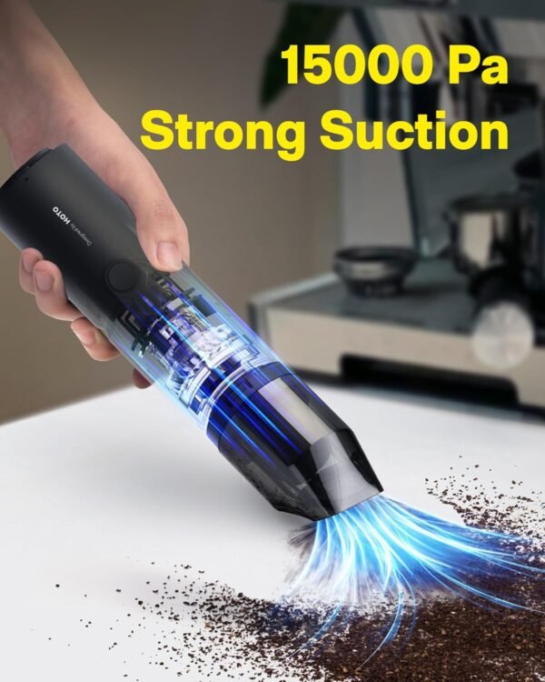 HOTO Handheld Vacuum Cleaner Cordless, Desk Vacuum Cleaner Compressed Electric Air Duster 15000Pa Suction, 4-in-1 Portable Vortex Vacuum Dust Buster Air Blower for Computer, Keyboard - Image 3