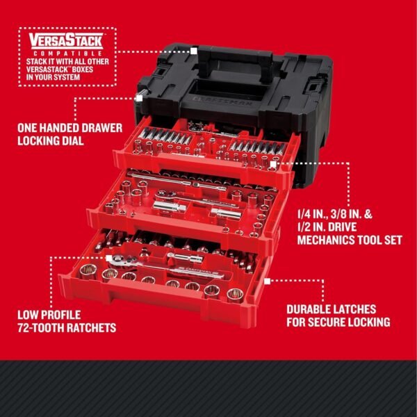 CRAFTSMAN 262-Piece Mechanic Tool Set, Master Socket Set with 3-Drawer VERSASTACK Tool Box, SAE/Metric Set (CMMT45309) - Image 8
