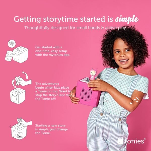 Toniebox Audio Player Starter Set with Elsa, Anna, Olaf, and Playtime Puppy - Listen, Learn, and Play with One Huggable Little Box for 3+years- Pink - Image 2