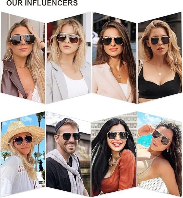 SOJOS Retro Oversized Square Polarized Sunglasses for Women and Men Vintage Shades Classic Large Metal Sun Glasses - Image 4