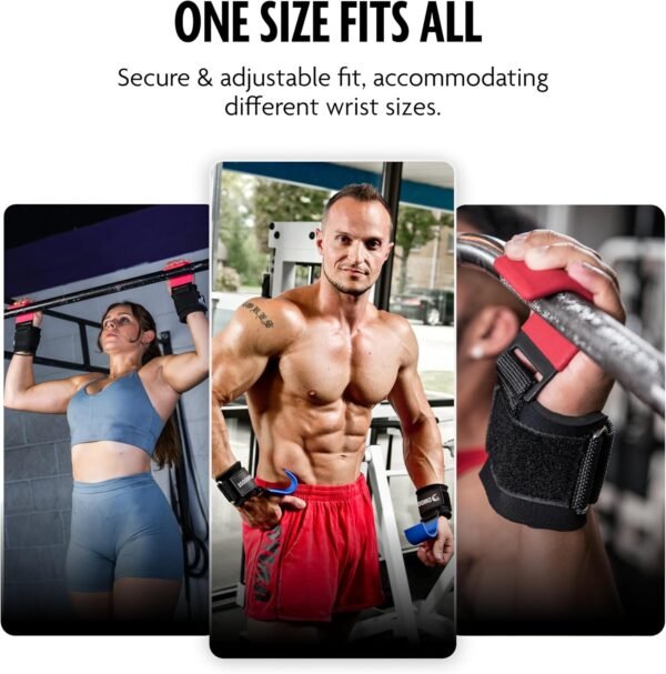 DMoose Fitness Weight Lifting Hooks for Men & Women (Pair) - 8 mm Thick Wrist Padding - Weight Lifting Grips for Powerlifting, Shrugs, Rows & Deadlift Support - Gym Lifting Straps with Pull Up Hooks - Image 3