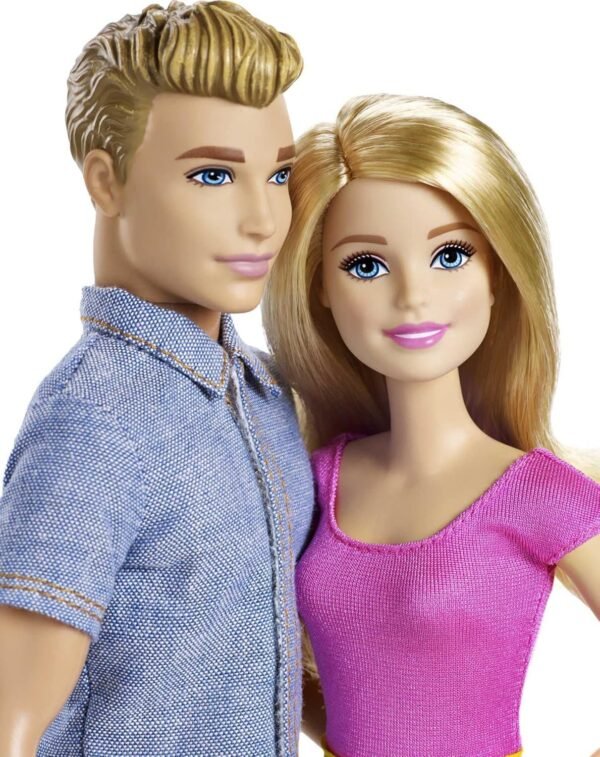 Barbie & Ken Doll Set, 2-Pack of Fashion Dolls Featuring Removable Clothes Including Denim Button Down & Pink Blouse (Amazon Exclusive) - Image 4
