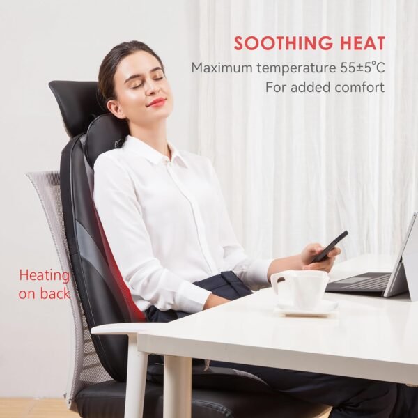 Snailax Shiatsu Massage Cushion with Heat Massage Chair Pad Kneading Back Massager for Home Office Seat use - Image 2