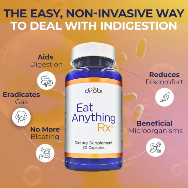 Dirobi Eat Anything Xylose Isomerase Fructose Malabsorption Enzymes, FODMAP Supplement, Digestive Enzymes for Better Lactose, Fat, Protein & Carbohydrate Digestion Gas & Bloating Relief 120 Capsules - Image 2