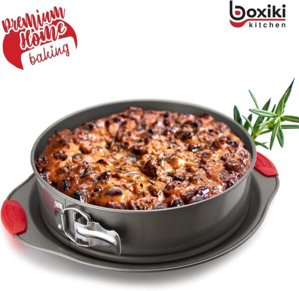 Boxiki Kitchen 10 Inch Nonstick Springform Pan, Professional Spring Form and Cheesecake Baking Mold, Leakproof Cake Pan With Silicone Handles