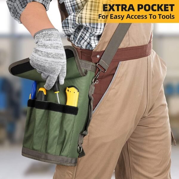Tool Bag Roll Up, UUP Heavy Duty Tool Organizer for Men Women, Portable Tool Storage with 2 Detachable Zipper Pouch, Compact Small Toolbag for Handyman RV Owners, Father Day Dad Birthday Gifts, Green - Image 5