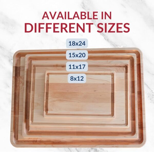 Made in USA Solid Maple Wood Cutting Board by Virginia Boys Kitchens - Butcher Block Wooden Carving Board with Juice Groove made from Sustainable North American Hardwood (8x12) - Image 4