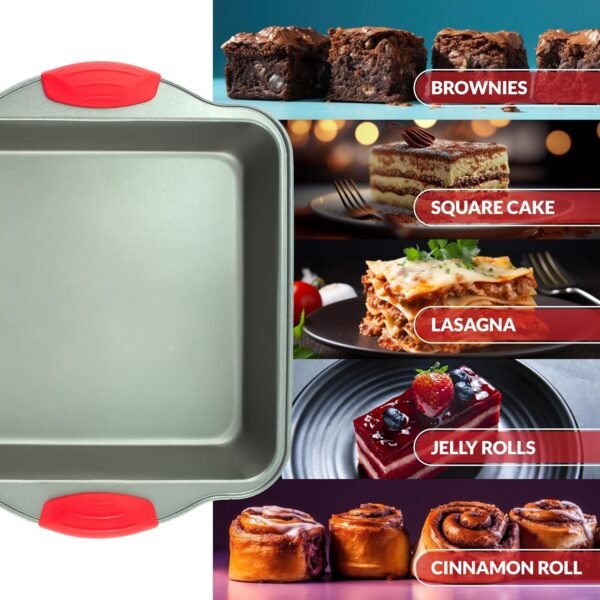 Boxiki Kitchen Non-Stick Steel 8x8 Square Baking Pan Durable, Convenient, and Premium Quality Non-Stick Baking Mold Bakeware. - Image 4
