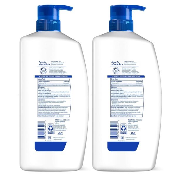 Head & Shoulders 2-in-1 Classic Clean Anti-Dandruff Shampoo & Conditioner Twin Pack, Paraben-Free, Color-Safe, Fresh Scent, 32.1 Fl Oz (Set of 2) - Image 5