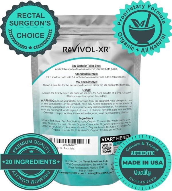 Sitz Bath for Hemorrhoids Relief 20-in-1 Mix Epsom Salts+ Essential Oils, Makes 15 Soaks for Soothing Toilet Seat Basin Use. Quality USP Ingredients, Made in USA. - Image 2