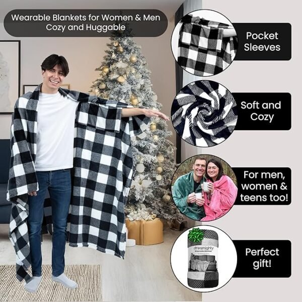 Adult Wearable Blankets for Women - Mens Wearable Blanket Adult, Christmas Gifts for Mom, Gifts for Women Gifts - Image 3