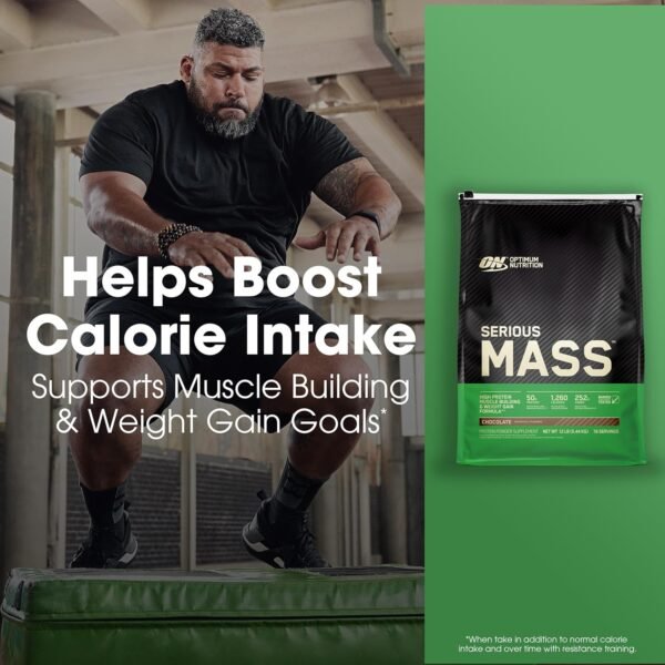 Optimum Nutrition Serious Mass, Weight Gainer Protein Powder, Mass Gainer, Vitamin C and Zinc for Immune Support, Creatine, Chocolate, 12 Pound (Packaging May Vary) - Image 6