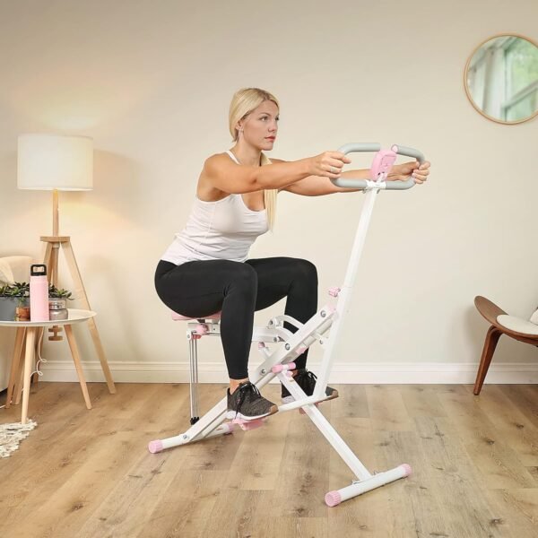 Sunny Health & Fitness Row-N-Ride Squat Assist Trainer, Foldable & Easy Setup Exercise Equipment w/Adjustable Resistance, Home Gym Training Machine for Arm, Glute & Leg Workout, Optional in Colors
