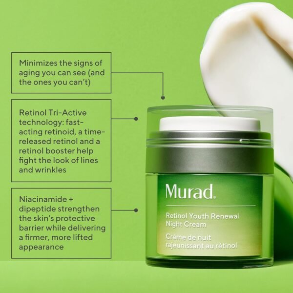 Murad Resurgence Retinol Youth Renewal Night Cream – Anti-Aging Retinol Moisturizer for Wrinkles and Fine Lines – Hydrating, Firming, and Smoothing Skincare Treatment, 1.7 Fl Oz - Image 5