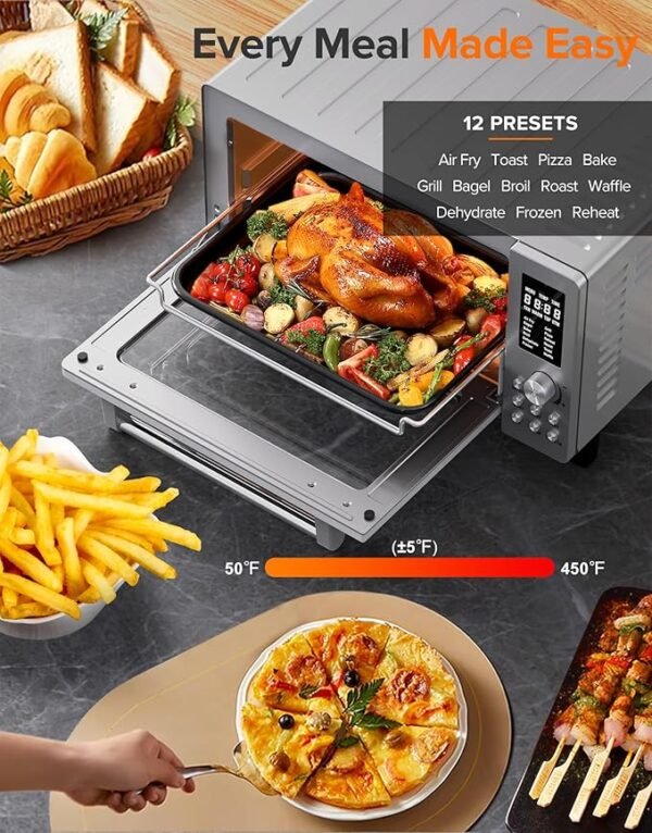 Nuwave Bravo Pro Smart 21QT Toaster Oven Air Fryer Combo, Convection Oven Countertop, 12 functions all in 1, with even & quick crisp technology, 50-450°F, 1800W, Stainless Steel - Image 6