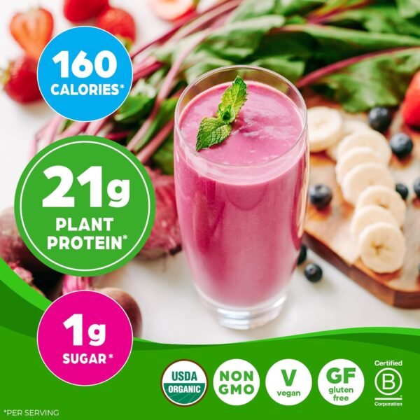 Orgain Organic Vegan Protein + 50 Superfoods Powder, Vanilla Bean - 21g Plant Based Protein, 8g Prebiotic Fiber, No Lactose Ingredients, Gluten Free, Non-GMO, 2.02 lb (Packaging May Vary) - Image 6