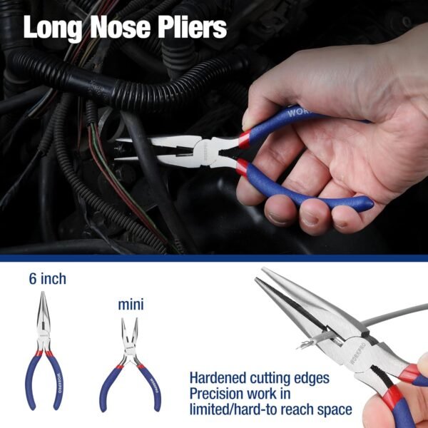 7-piece WORKPRO Pliers Set with Groove Joint, Long Nose, Slip Joint, Linesman, and Diagonal Pliers for DIY & Home Use - Image 8