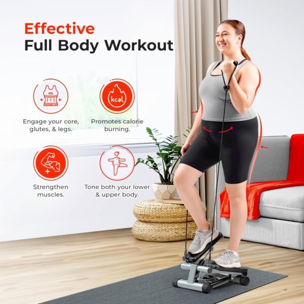 Sunny Health & Fitness Mini Steppers for Exercise at Home, Stair Step Workout Machine with Optional Resistance Bands, Full Body Cardio Equipment, Optional Free SunnyFit App Connection Smart Stepper - Image 7