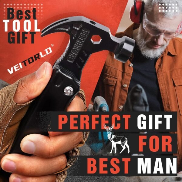 VEITORLD Christmas Stocking Stuffers for Men, Gifts for Men Dad Him, Anniversary Birthday Gifts Idea for Men Him Husband Boyfriend, All in One Tools Hammer Multitool, Camping Hunting Hiking Presents - Image 5