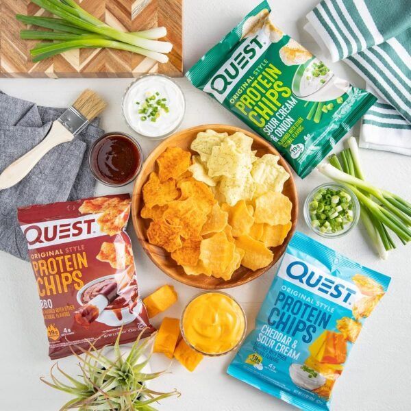 Quest Nutrition Protein Chips Variety Pack, BBQ, Cheddar & Sour Cream, Sour Cream & Onion, High Protein, Low Carb, 1.1 oz (Pack of 12) - Image 7