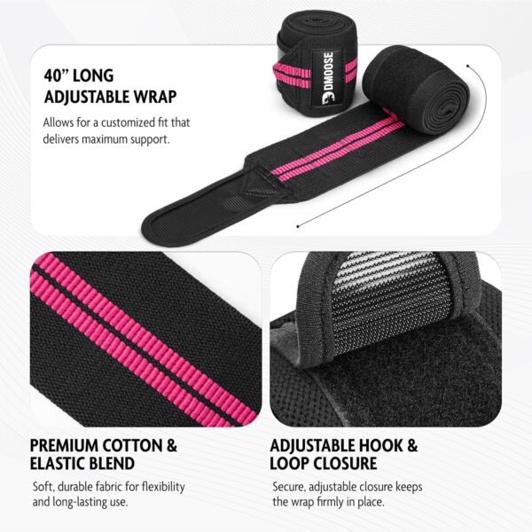 DMoose Fitness Elbow Wraps for Weightlifting (Pair) - 40'' Adjustable Elbow Strap for Gym Workout & Bench Press, Compression Elbow Wraps for Tendonitis & Joint Support, Elbow Sleeve Weightlifting Wrap - Image 7